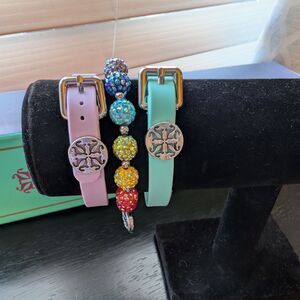 Rustic Cuff Vibrant Multicolor Beaded And Silicone Purple And Blue Bracelet Set